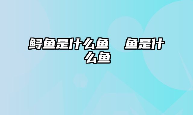 鲟鱼是什么鱼 鮰鱼是什么鱼