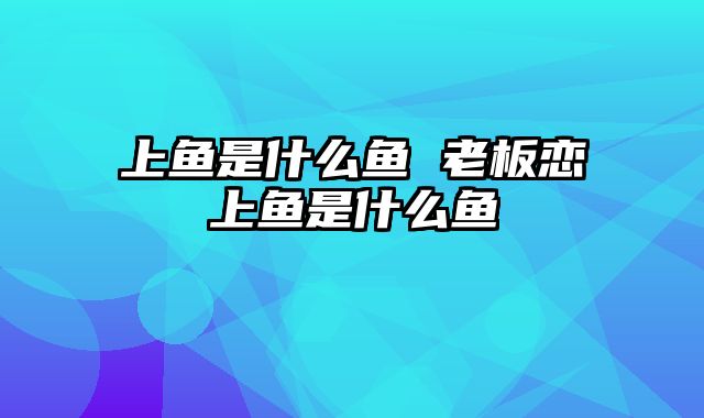 上鱼是什么鱼 老板恋上鱼是什么鱼