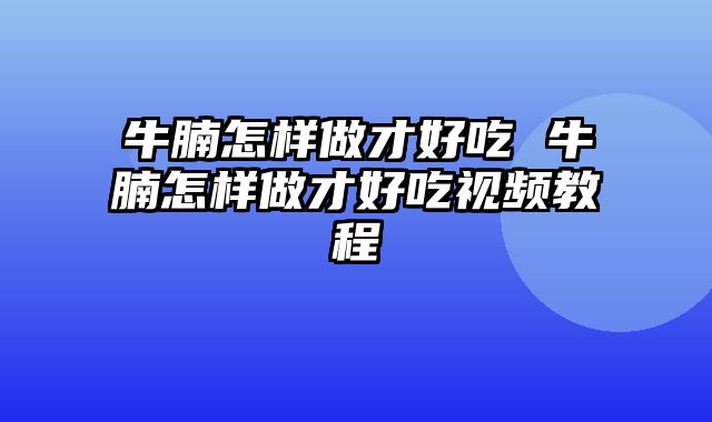 牛腩怎样做才好吃 牛腩怎样做才好吃视频教程