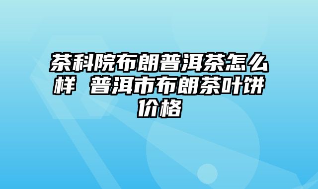 茶科院布朗普洱茶怎么样 普洱市布朗茶叶饼价格