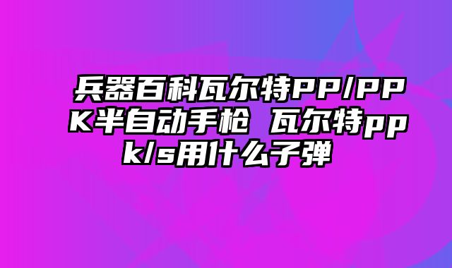 兵器百科瓦尔特PP/PPK半自动手枪 瓦尔特ppk/s用什么子弹