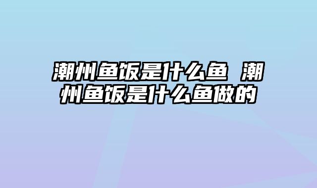 潮州鱼饭是什么鱼 潮州鱼饭是什么鱼做的