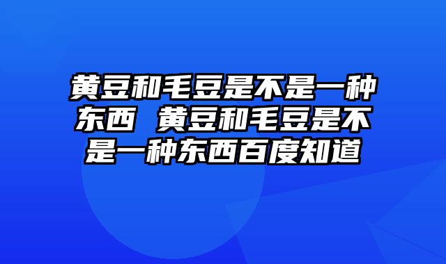 黄豆和毛豆是不是一种东西 黄豆和毛豆是不是一种东西百度知道