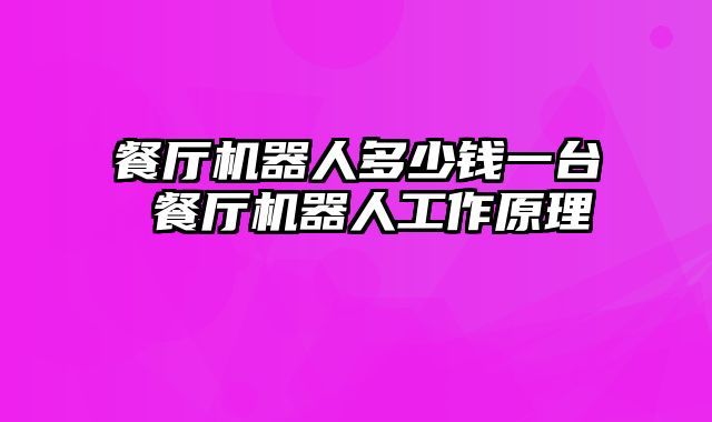 餐厅机器人多少钱一台 餐厅机器人工作原理