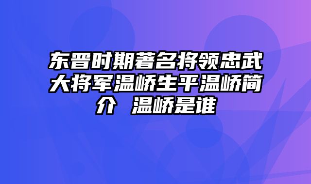 东晋时期著名将领忠武大将军温峤生平温峤简介 温峤是谁
