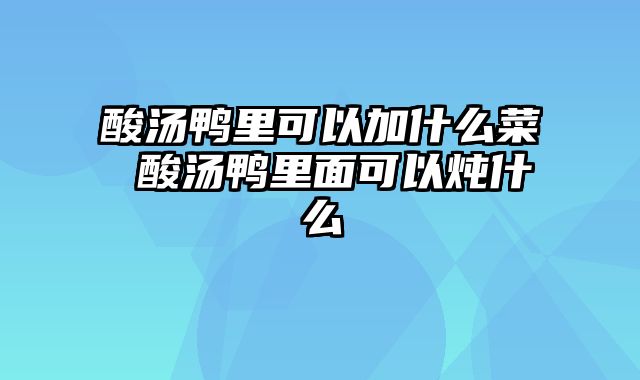 酸汤鸭里可以加什么菜 酸汤鸭里面可以炖什么
