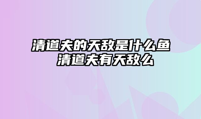 清道夫的天敌是什么鱼 清道夫有天敌么