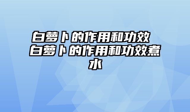 白萝卜的作用和功效 白萝卜的作用和功效煮水