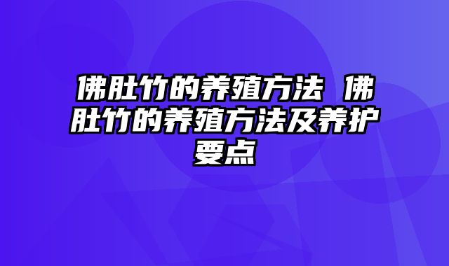 佛肚竹的养殖方法 佛肚竹的养殖方法及养护要点