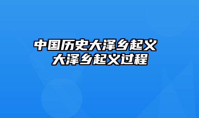 中国历史大泽乡起义 大泽乡起义过程