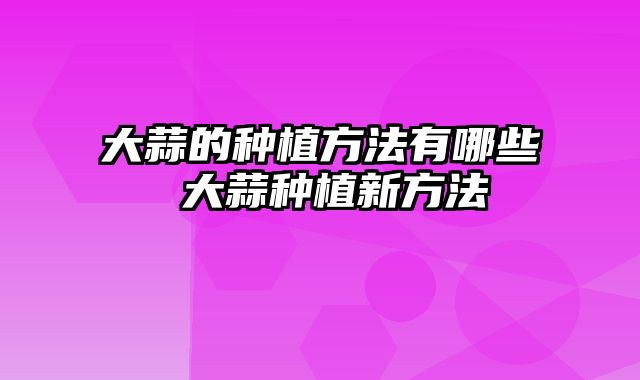 大蒜的种植方法有哪些 大蒜种植新方法