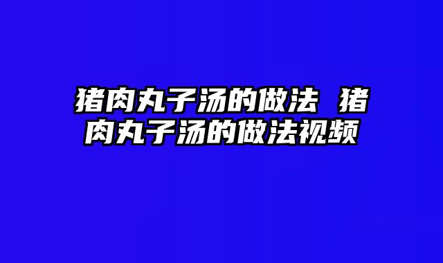 猪肉丸子汤的做法 猪肉丸子汤的做法视频