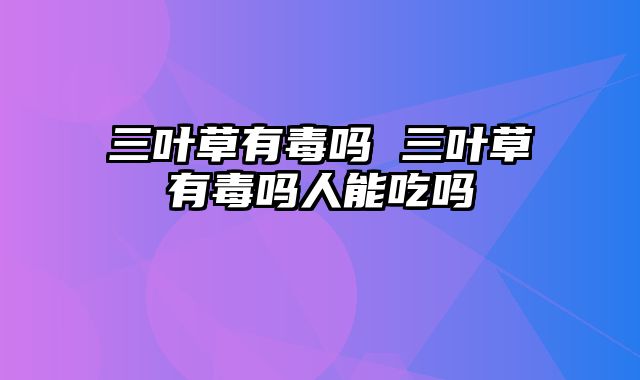 三叶草有毒吗 三叶草有毒吗人能吃吗