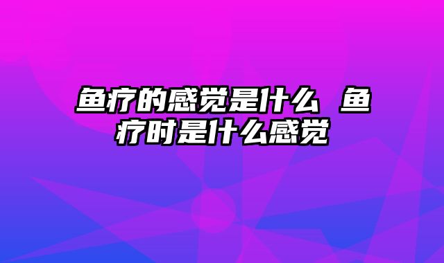 鱼疗的感觉是什么 鱼疗时是什么感觉