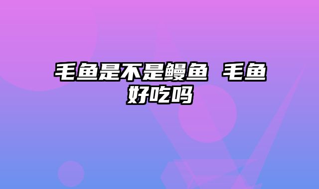 毛鱼是不是鳗鱼 毛鱼好吃吗