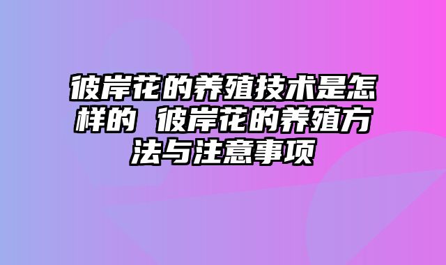 彼岸花的养殖技术是怎样的 彼岸花的养殖方法与注意事项