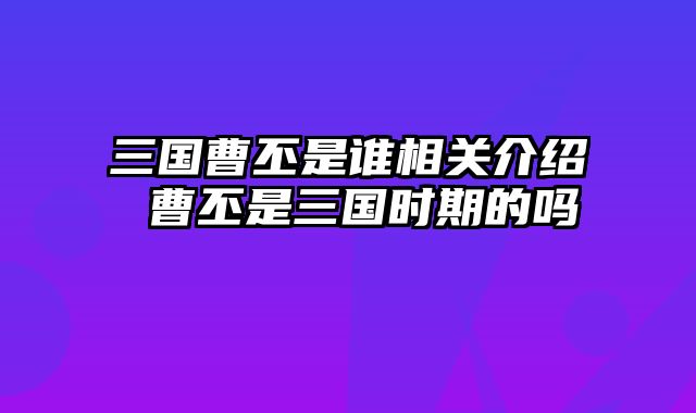 三国曹丕是谁相关介绍 曹丕是三国时期的吗