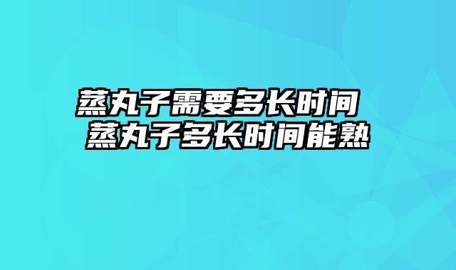 蒸丸子需要多长时间 蒸丸子多长时间能熟