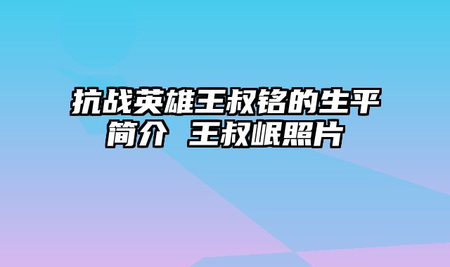 抗战英雄王叔铭的生平简介 王叔岷照片