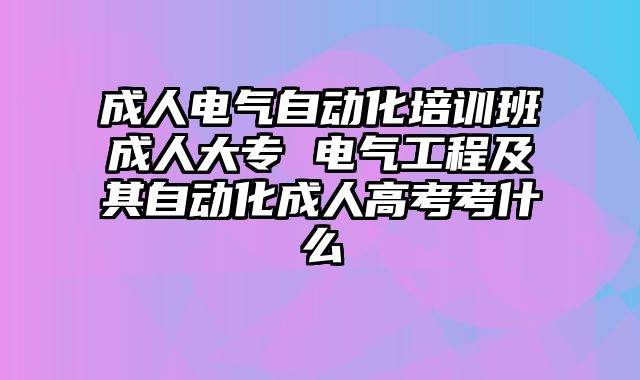 成人电气自动化培训班成人大专 电气工程及其自动化成人高考考什么
