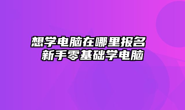 想学电脑在哪里报名 新手零基础学电脑