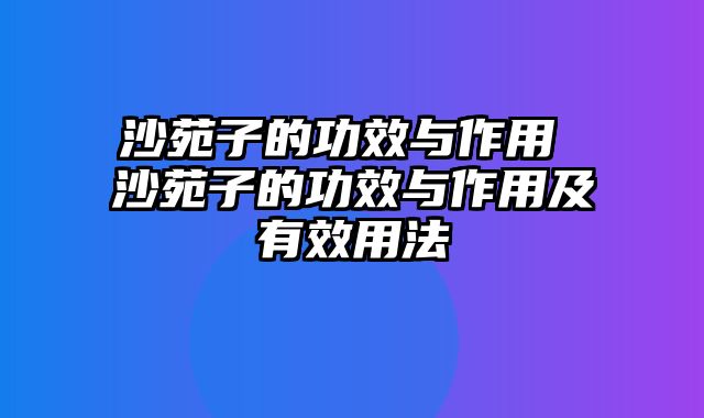沙苑子的功效与作用 沙苑子的功效与作用及有效用法