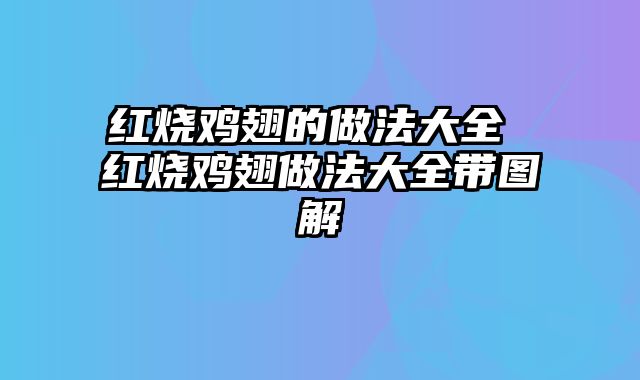 红烧鸡翅的做法大全 红烧鸡翅做法大全带图解