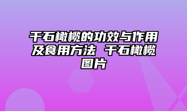 干石橄榄的功效与作用及食用方法 干石橄榄图片