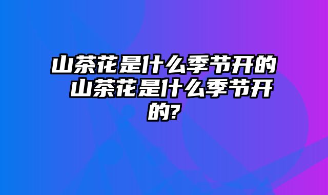 山茶花是什么季节开的 山茶花是什么季节开的?