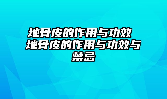 地骨皮的作用与功效 地骨皮的作用与功效与禁忌
