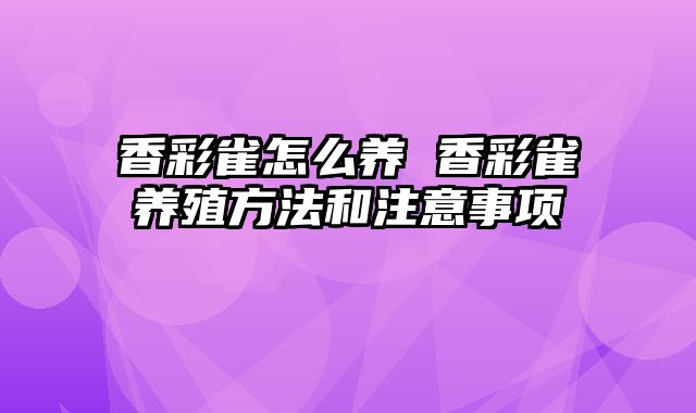 香彩雀怎么养 香彩雀养殖方法和注意事项