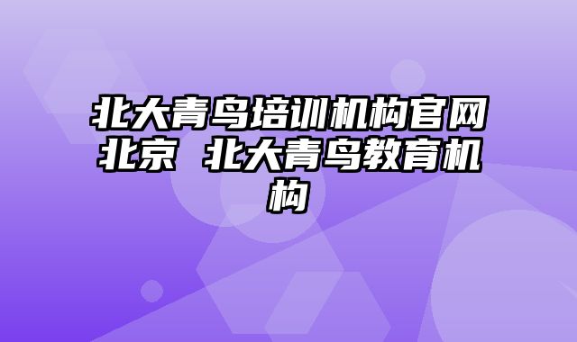 北大青鸟培训机构官网北京 北大青鸟教育机构