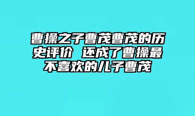 曹操之子曹茂曹茂的历史评价 还成了曹操最不喜欢的儿子曹茂