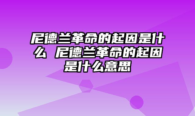 尼德兰革命的起因是什么 尼德兰革命的起因是什么意思