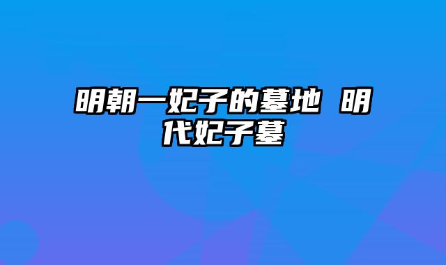 明朝一妃子的墓地 明代妃子墓