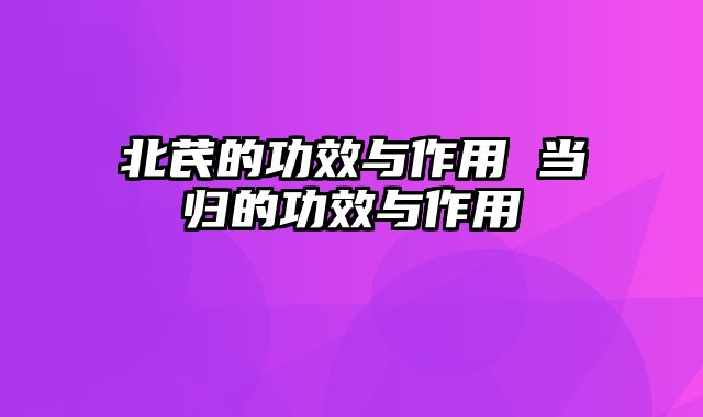 北芪的功效与作用 当归的功效与作用