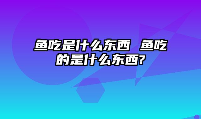 鱼吃是什么东西 鱼吃的是什么东西?