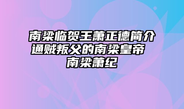 南梁临贺王萧正德简介通贼叛父的南梁皇帝 南梁萧纪