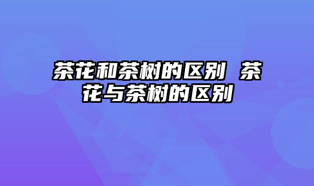 茶花和茶树的区别 茶花与茶树的区别