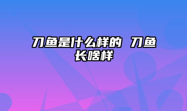 刀鱼是什么样的 刀鱼长啥样