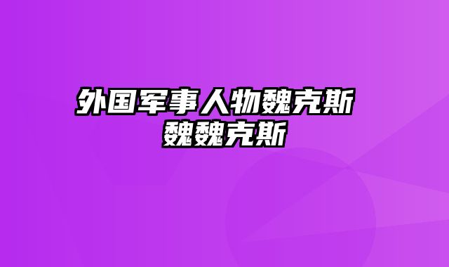 外国军事人物魏克斯 魏魏克斯