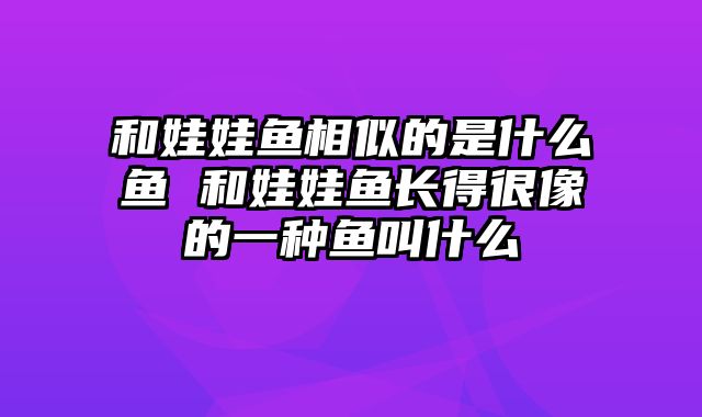 和娃娃鱼相似的是什么鱼 和娃娃鱼长得很像的一种鱼叫什么