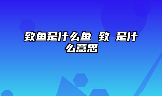 致鱼是什么鱼 致珦是什么意思