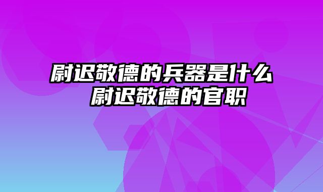 尉迟敬德的兵器是什么 尉迟敬德的官职