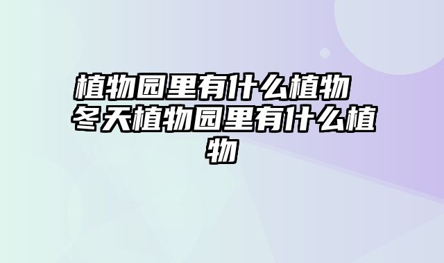 植物园里有什么植物 冬天植物园里有什么植物