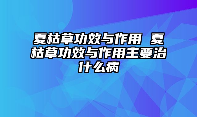 夏枯草功效与作用 夏枯草功效与作用主要治什么病