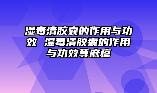 湿毒清胶囊的作用与功效 湿毒清胶囊的作用与功效荨麻疹