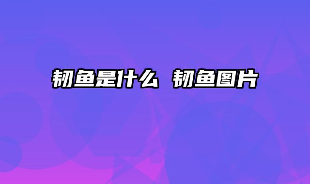 韧鱼是什么 韧鱼图片
