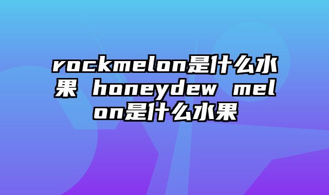 rockmelon是什么水果 honeydew melon是什么水果