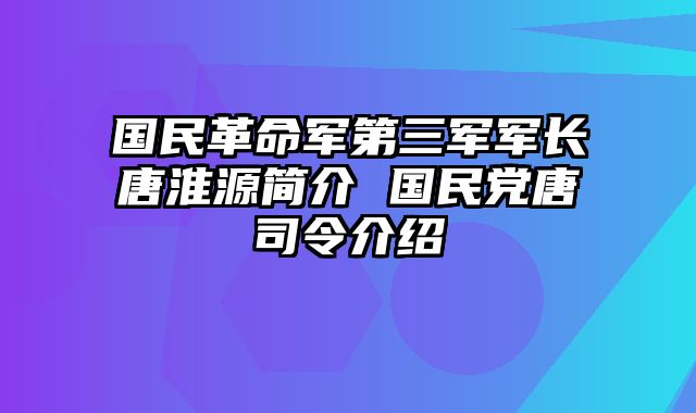 国民革命军第三军军长唐淮源简介 国民党唐司令介绍